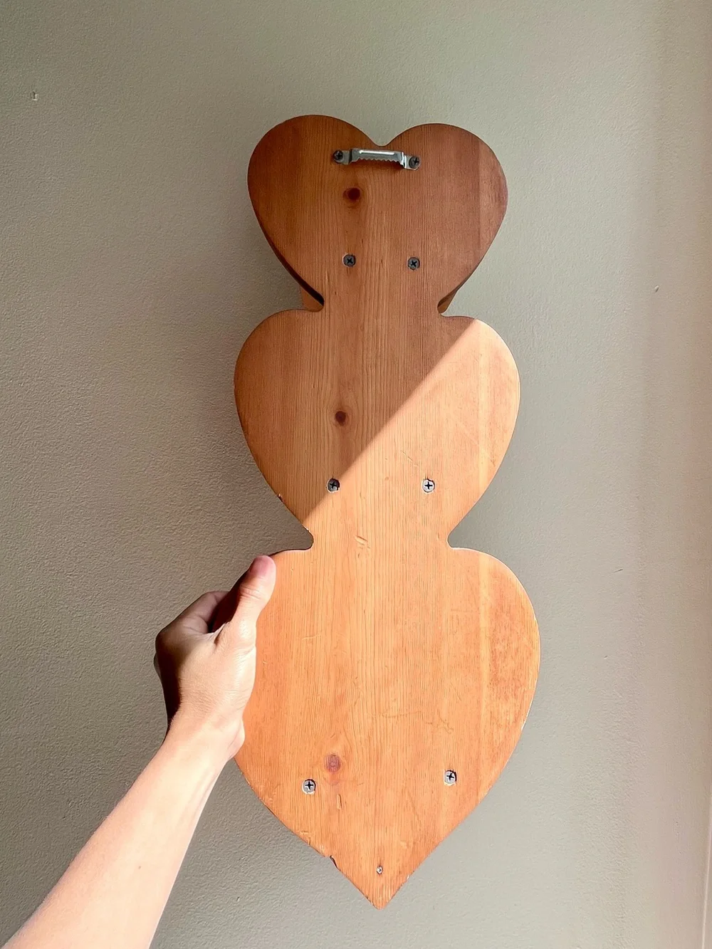 Vintage Wooden Heart Wall Shelf - Brown